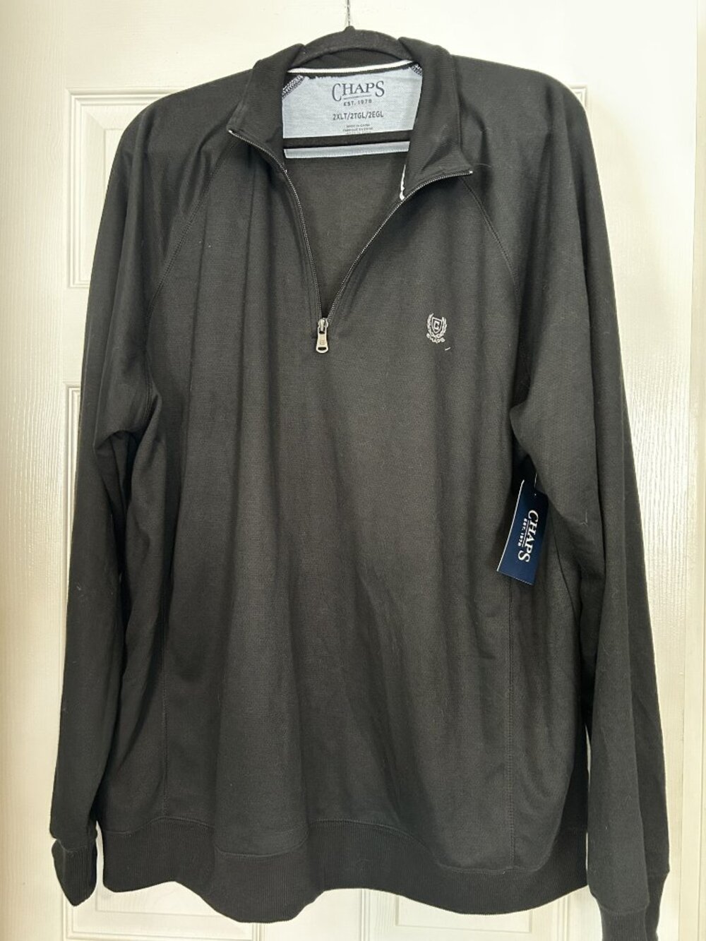 NWT Chaps Black Quarter Zip Pullover Sweatshirt Men's 2XLT Big & Tall